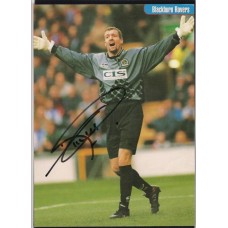 Autographed picture of Blackburn Rovers footballer Tim Flowers. 